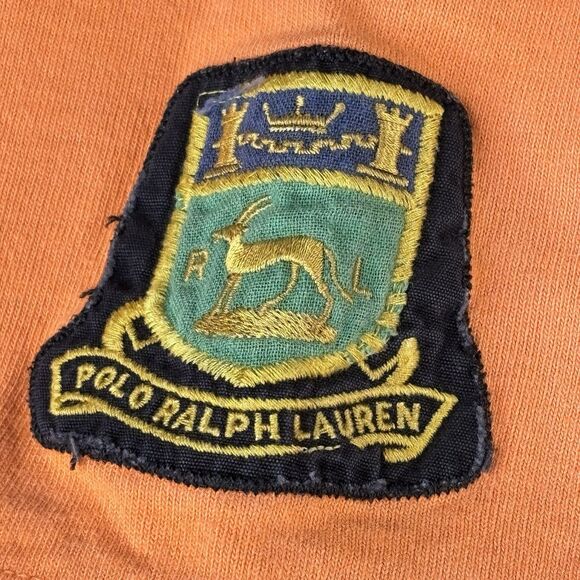 VTG Polo Ralph Lauren Shirt Mens 3XB Orange Rugby Crest Embroidered Pocket S/S - Picture 4 of 15